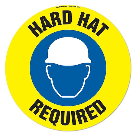 Hard Hat Required 16in Non-Slip Floor Marker, 6PK